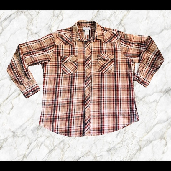 WRANGLER vintage flannel pearl snap button down - Picture 1 of 8